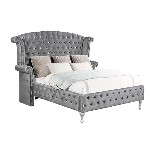Grey Tufted Upholstered Eastern King Bed E952879