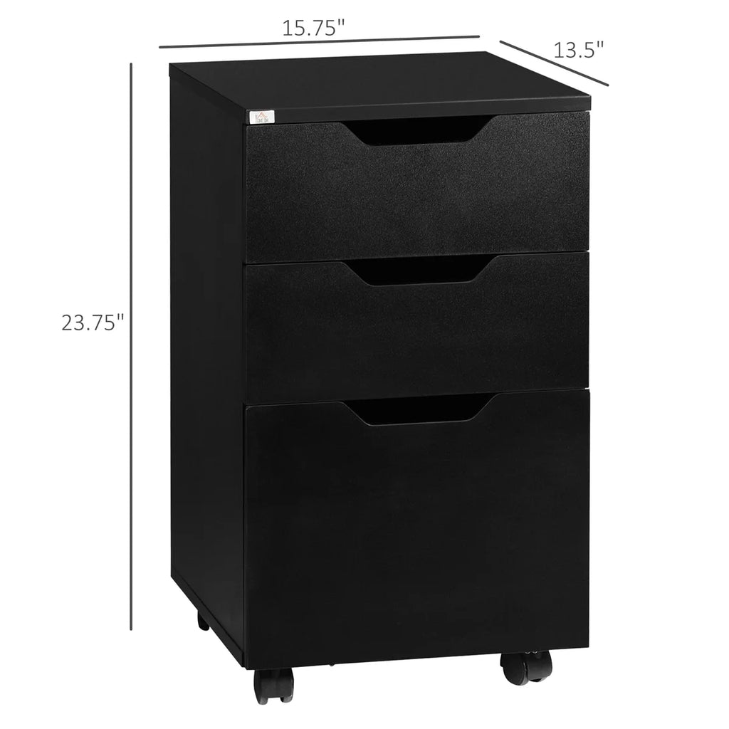 Black 3 Drawer Mobile File Cabinet X17319