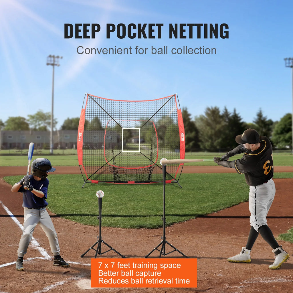 7x7 ft Baseball Softball Practice Net Hitting Batting Training Strike Zone A435