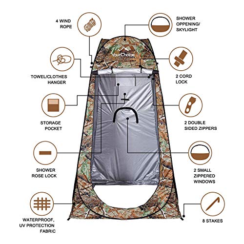 Privacy Tent Pop Up Shower Changing Toilet Tent Portable Camping Privacy Shelters Room 6.2 FT Tall with Carrying Bag S466