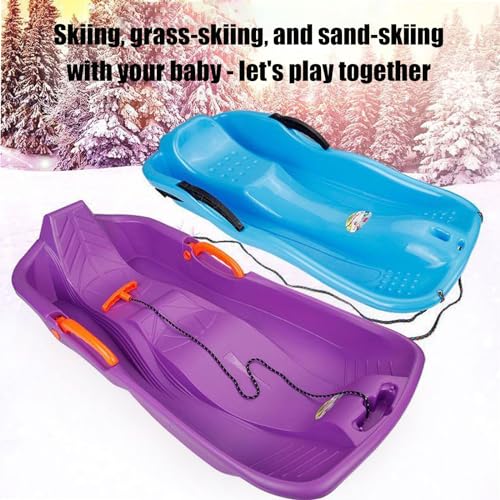 Plastic Toboggan Snow Sled with Pull Rope and Handles S3765