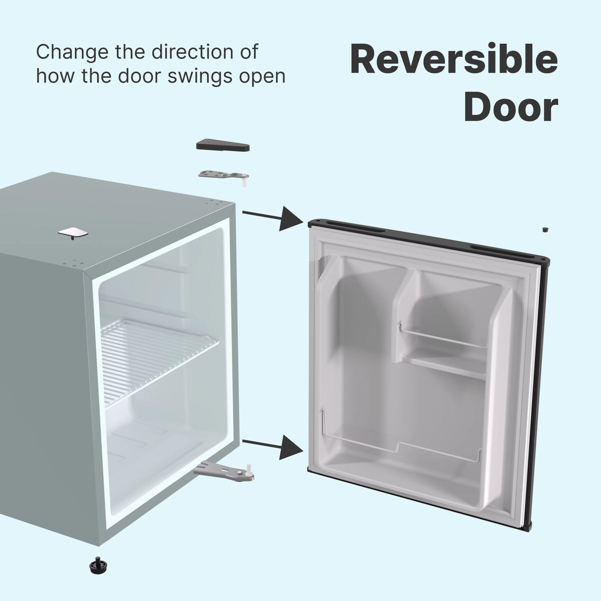 43L Reversible Door Beverage Refrigerator 1.5 Cu. ft. Black Mini Fridge G81320