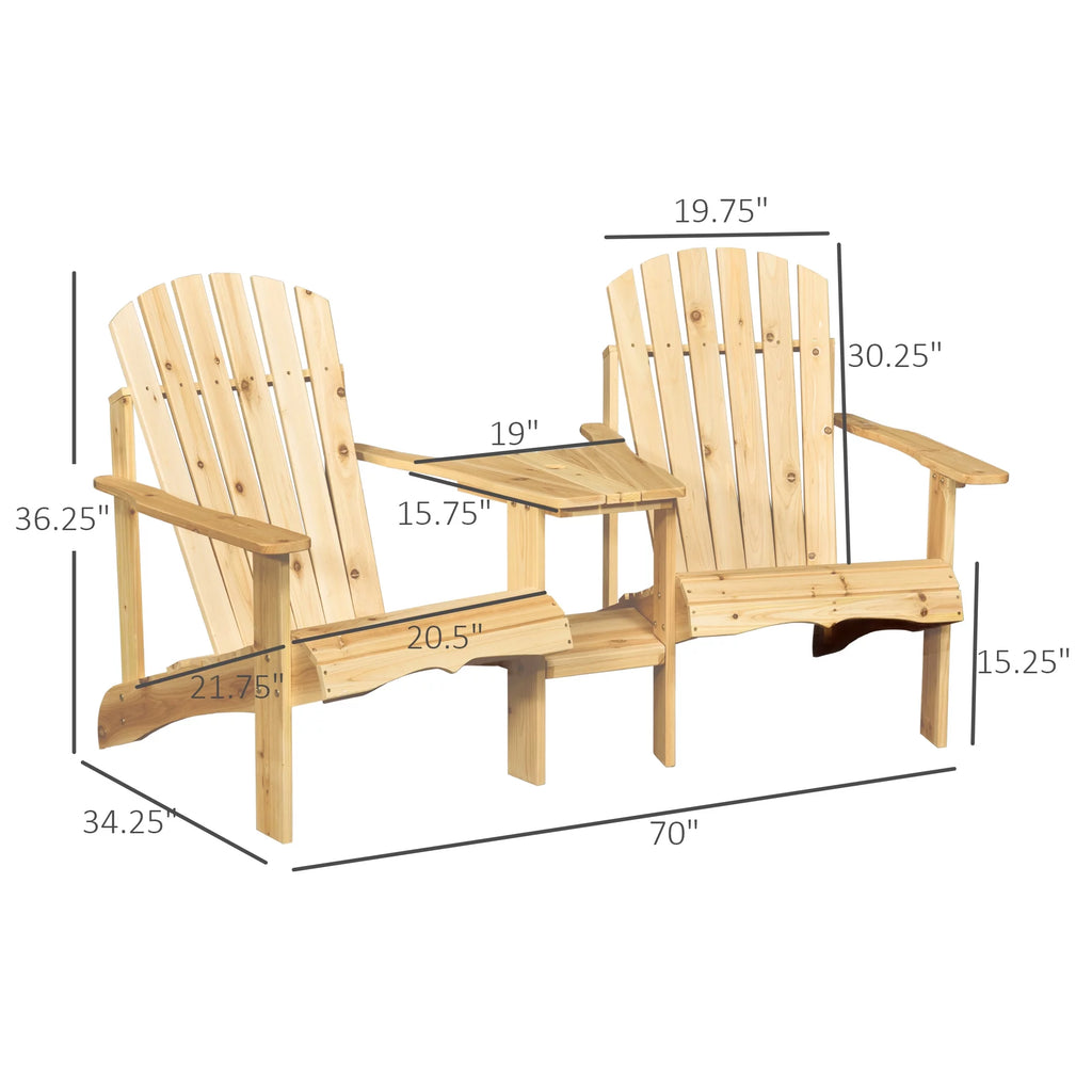 Wood Adirondack Bench with Center Table I1667