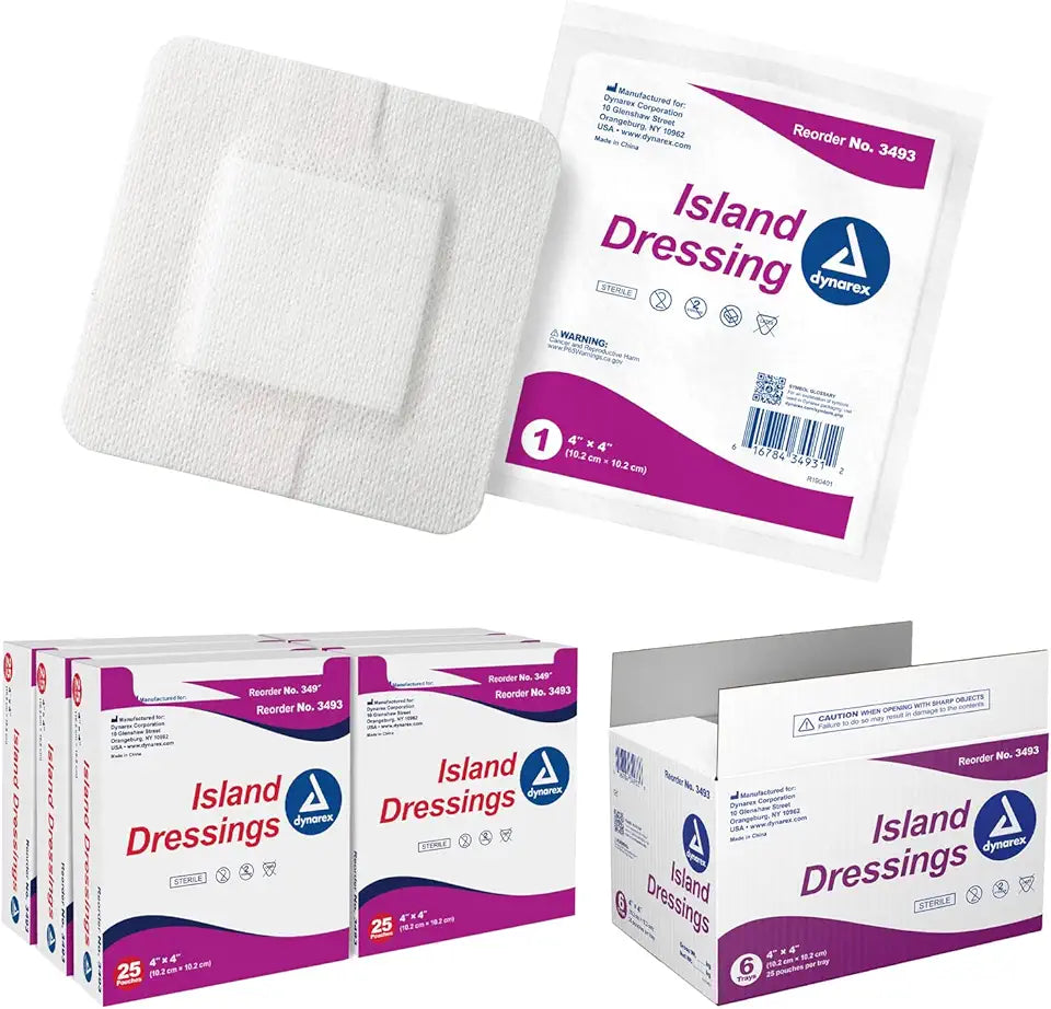 Sterile White 4” x 4” Adhesive Island Dressings P327