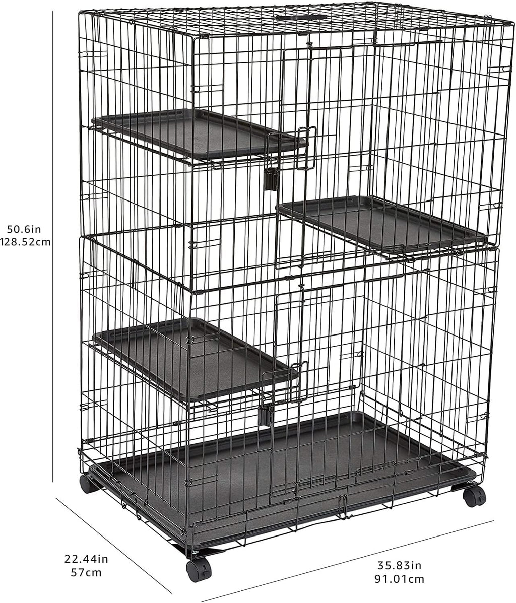 Large 3-Tier Cat Cage Playpen Crate Kennel, Black Y93020