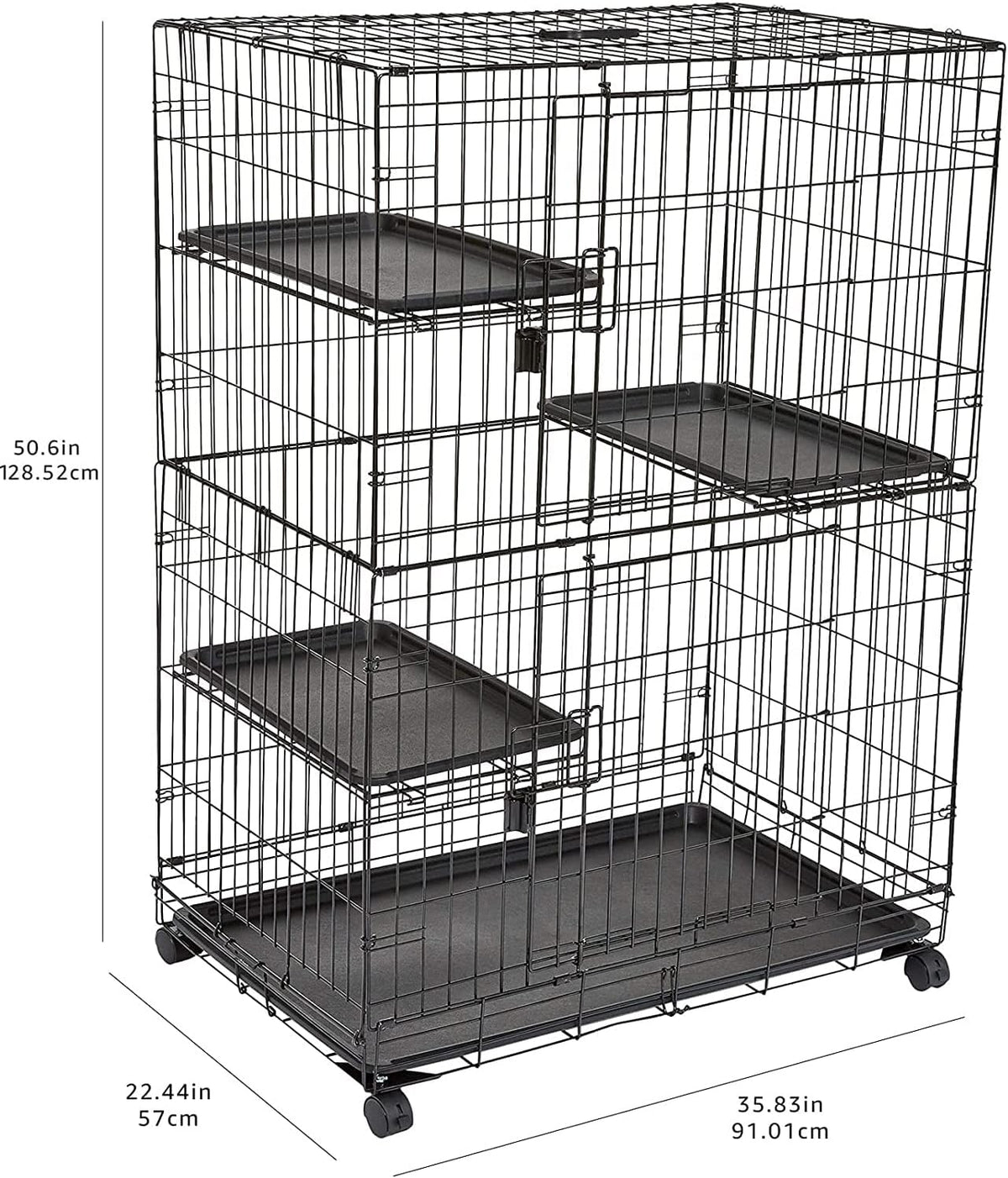 Large 3-Tier Cat Cage Playpen Crate Kennel, Black Y93020