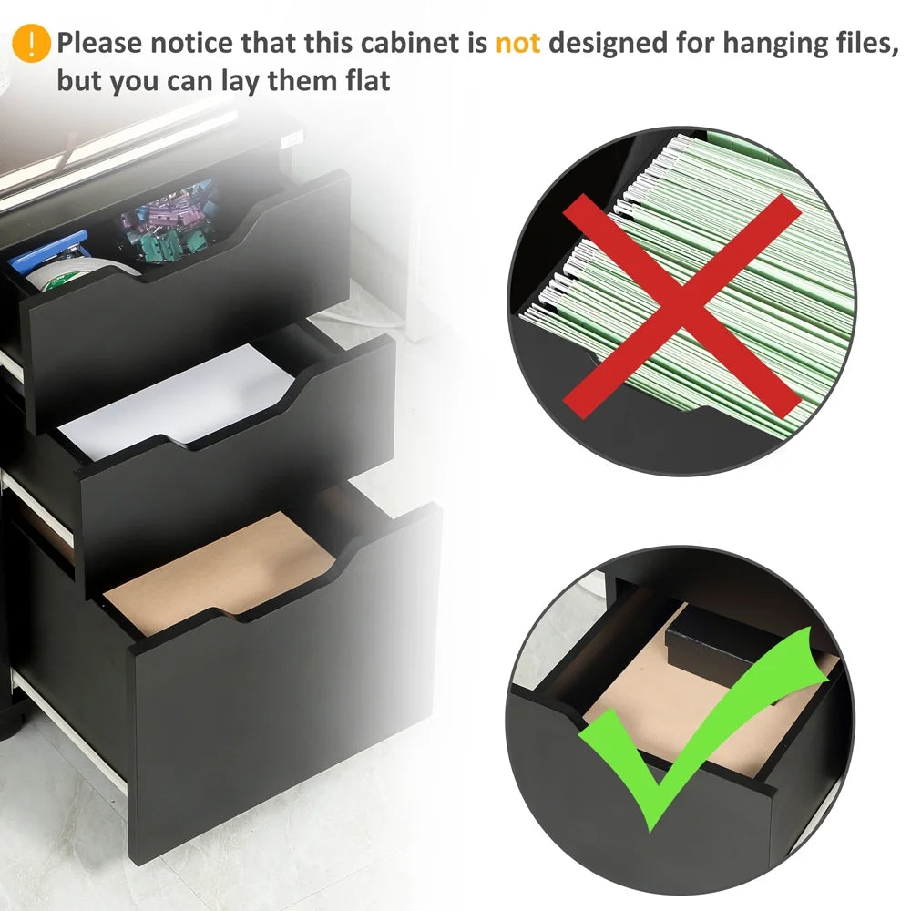 Black 3 Drawer Mobile File Cabinet X17319