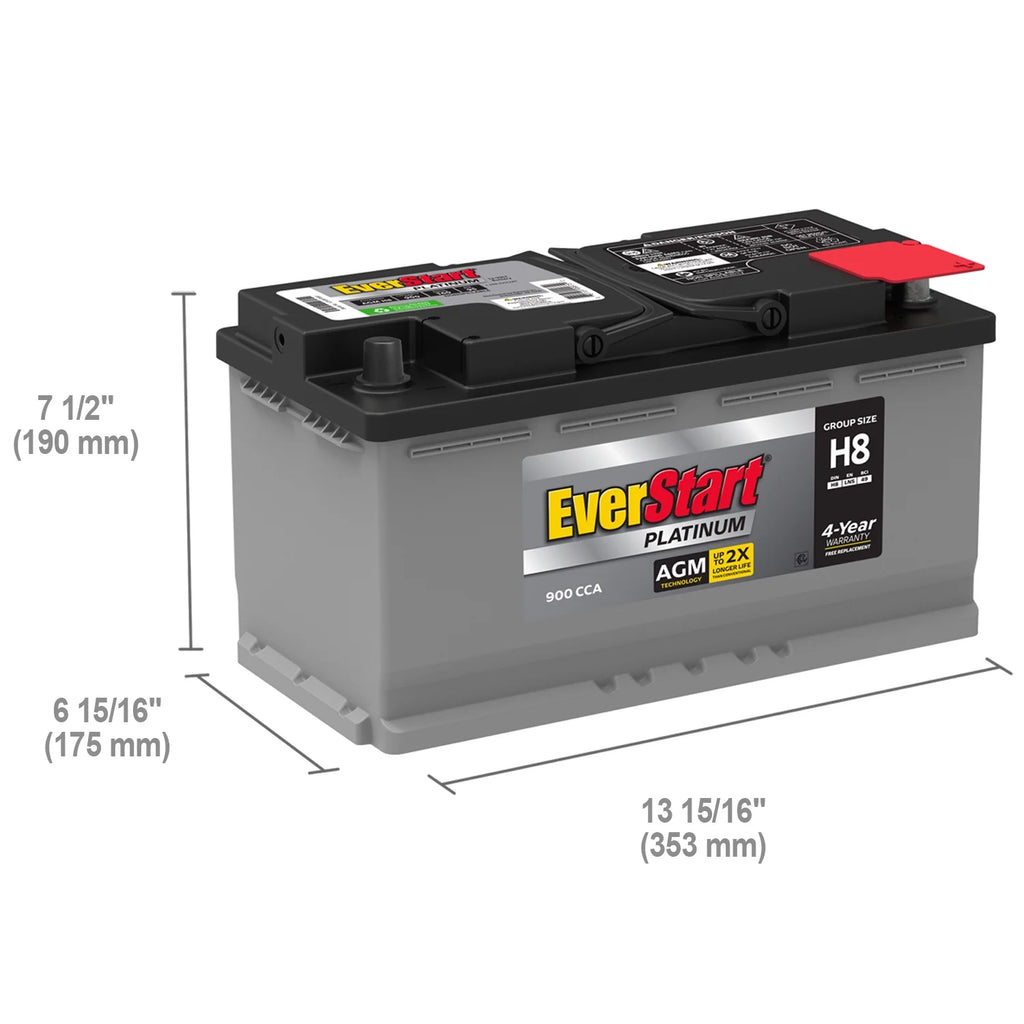Platinum AGM Automotive Battery, Group Size H8 / LN5 / 49 12 Volt, 850 CCA 150 RC P8774