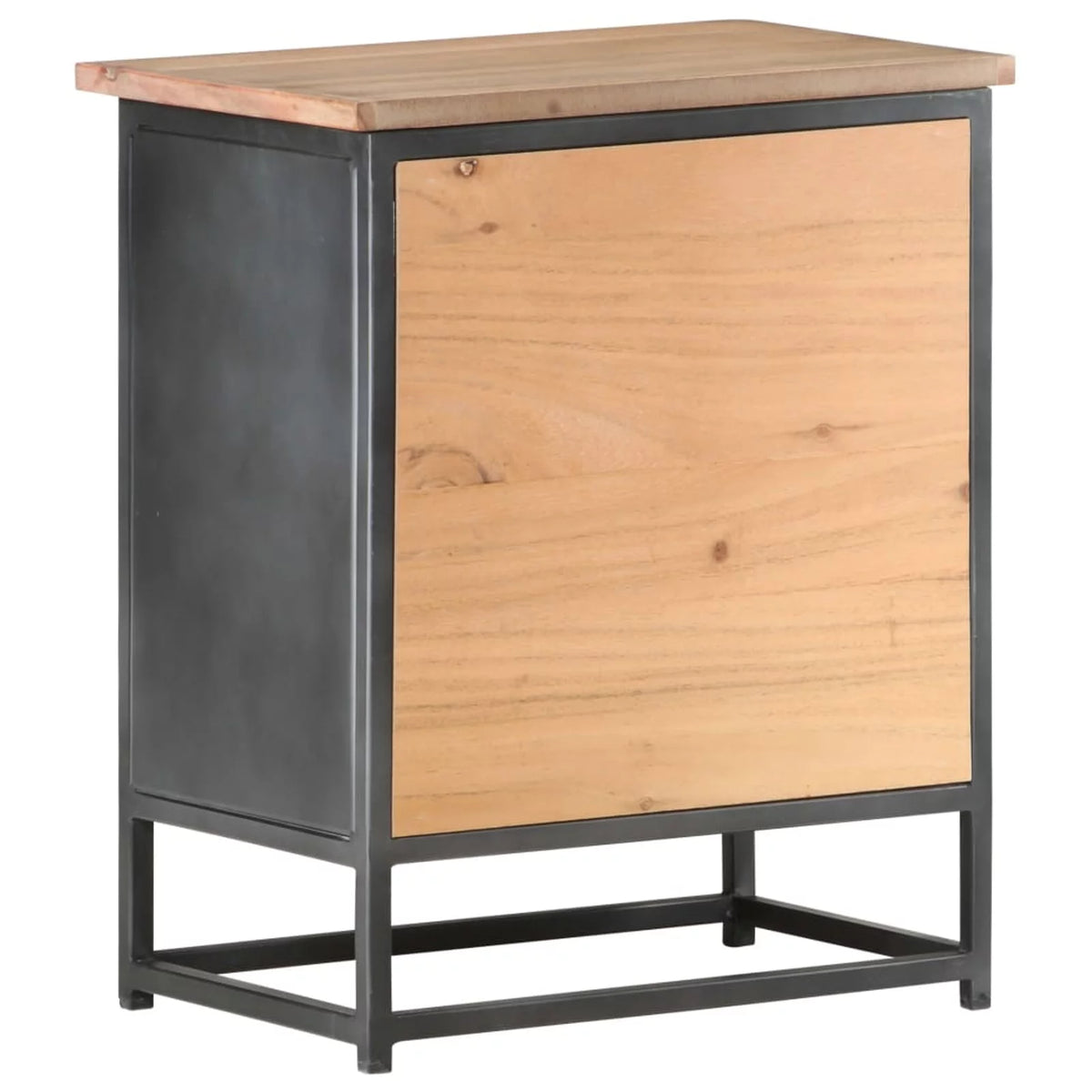 Gray Acacia Wood Bedside Cabinet with Glass Door N98126