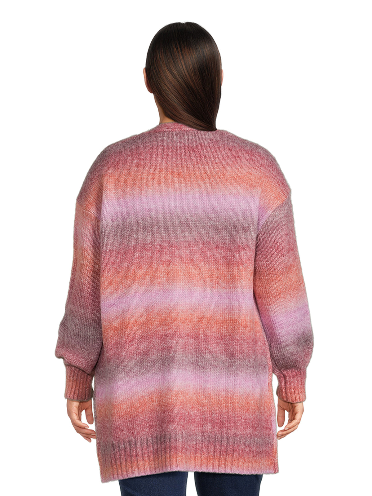 Women's Plus Size Drop Shoulder Open Cardigan with Balloon Sleeves D1474