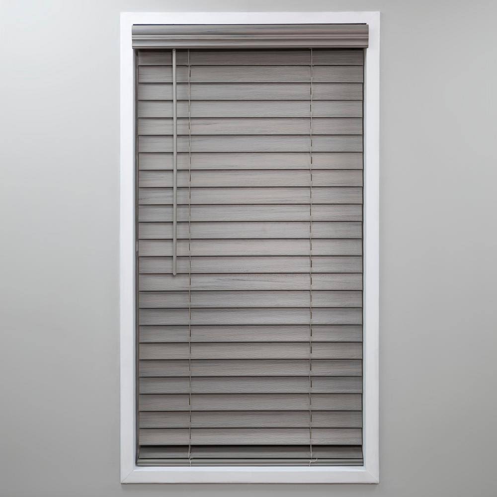 Cut-to-Width Cordless Room Darkening 2 in. PVC Faux Wood Blind 58.75 in. W x 48 in. A62984