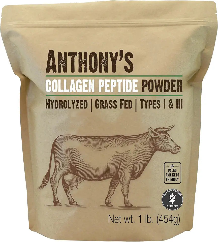 Collagen Peptide Powder, 1 lb, Hydrolyzed, Gluten Free, Grass Fed, Unflavored Z7471