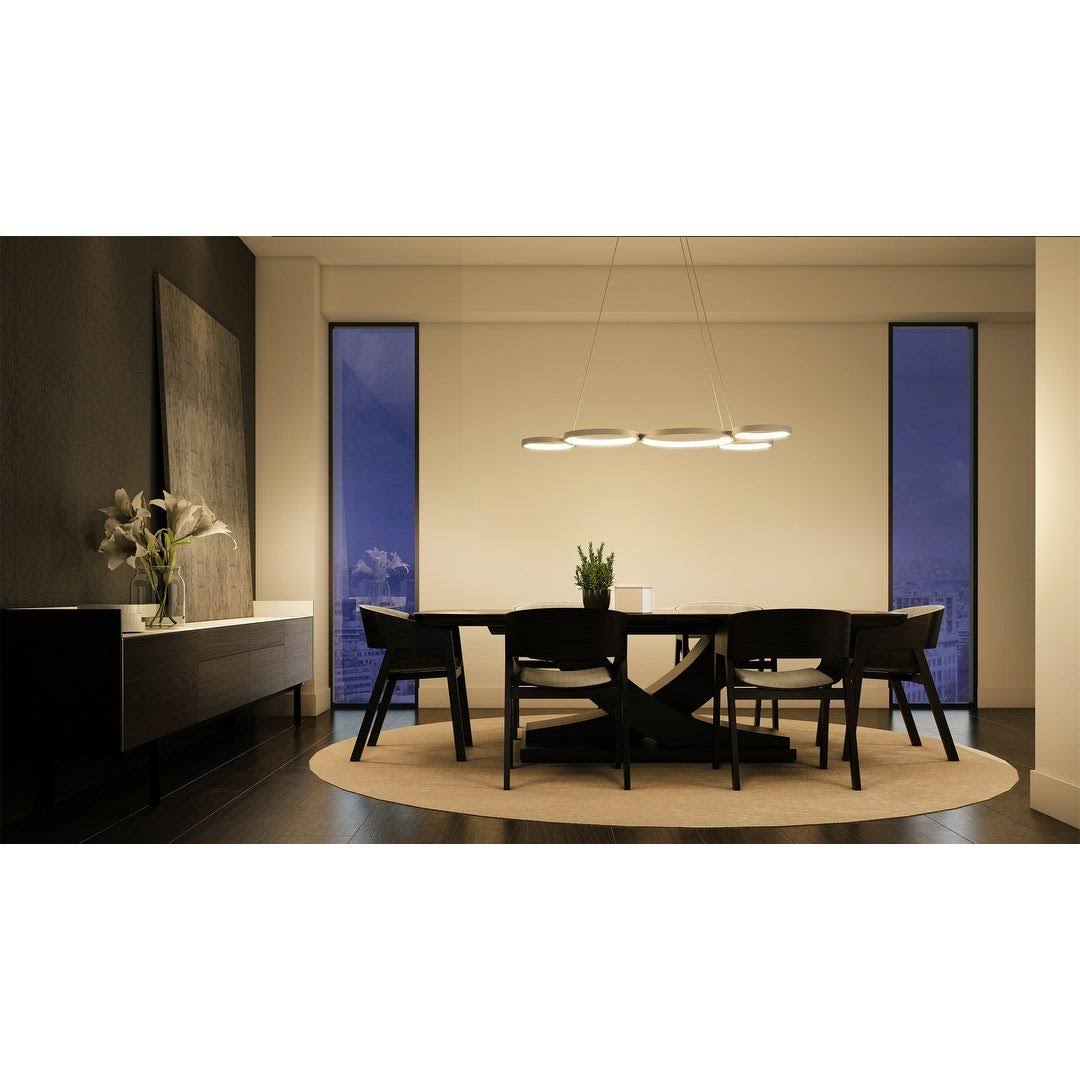 Silver 55x22 LED Adjustable Multi-Ring Chandelier V64012
