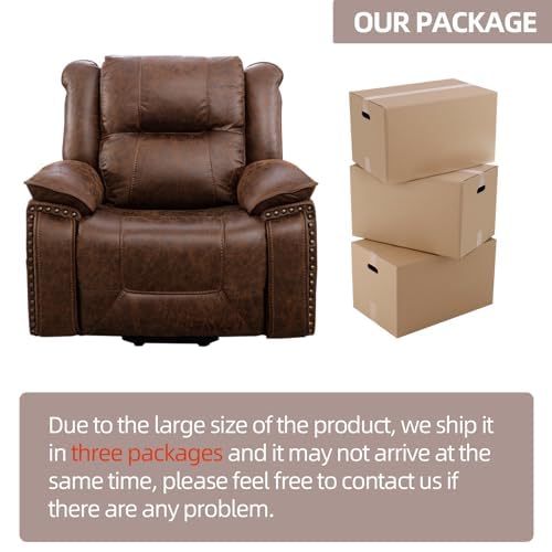 Brown Leather Power Lift Chair with Massage and Heat U7428