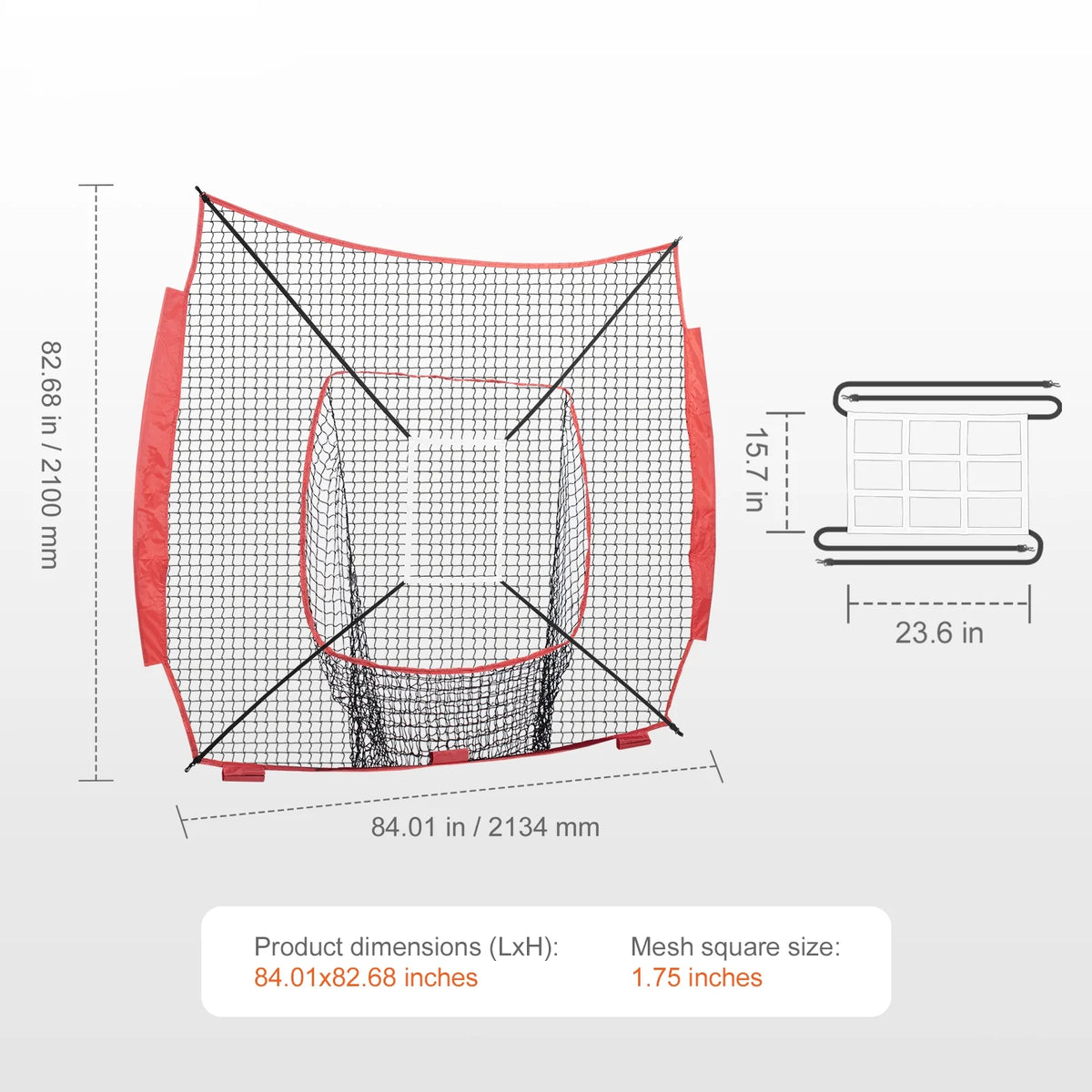 7x7 ft Baseball Softball Practice Net Hitting Batting Training Strike Zone A435