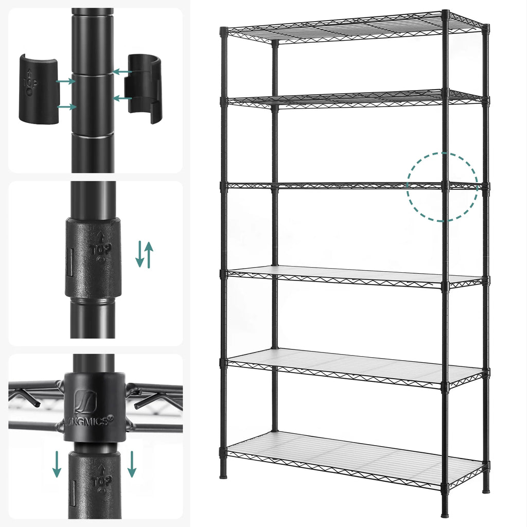 6-Tier Black Wire Shelving Unit N813754