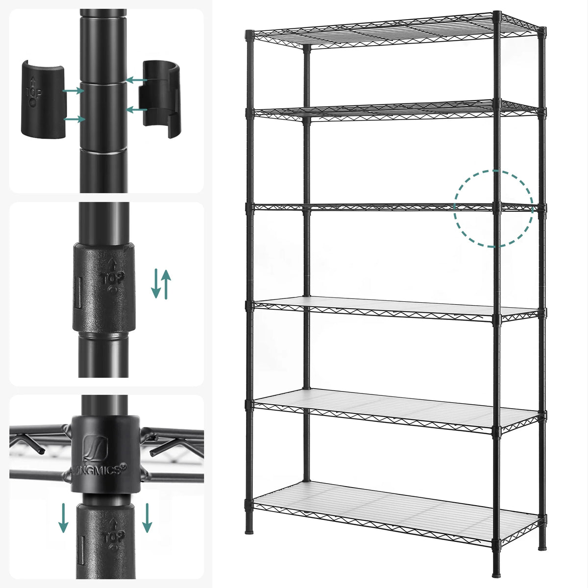 6-Tier Black Wire Shelving Unit N813754