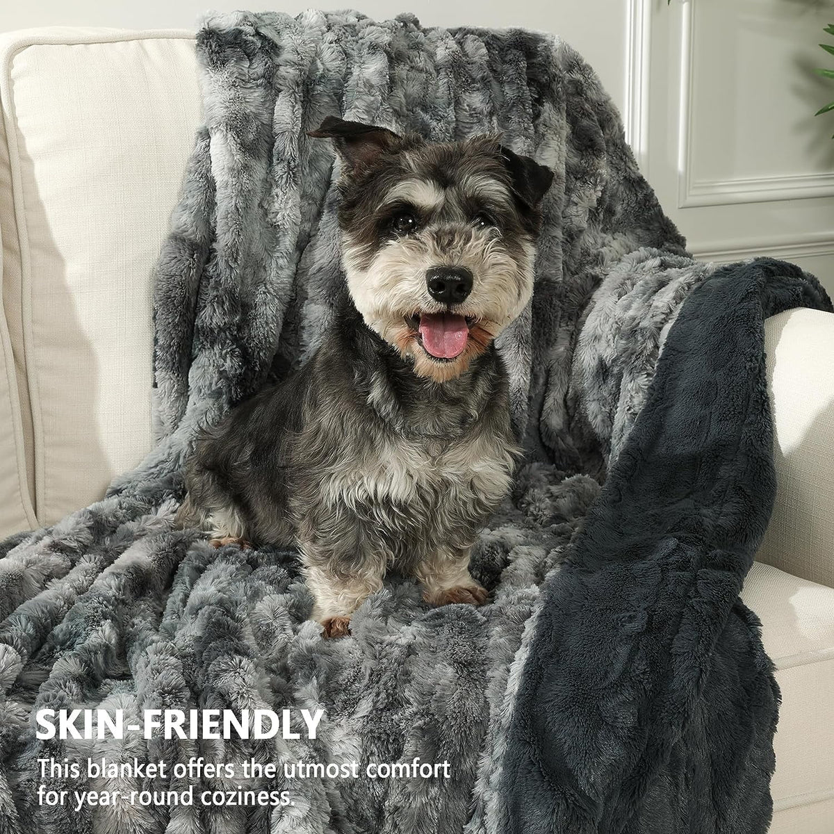 Oversized Soft Fuzzy Faux Fur Sherpa Throw Blanket 60''x80'' Gray E12055