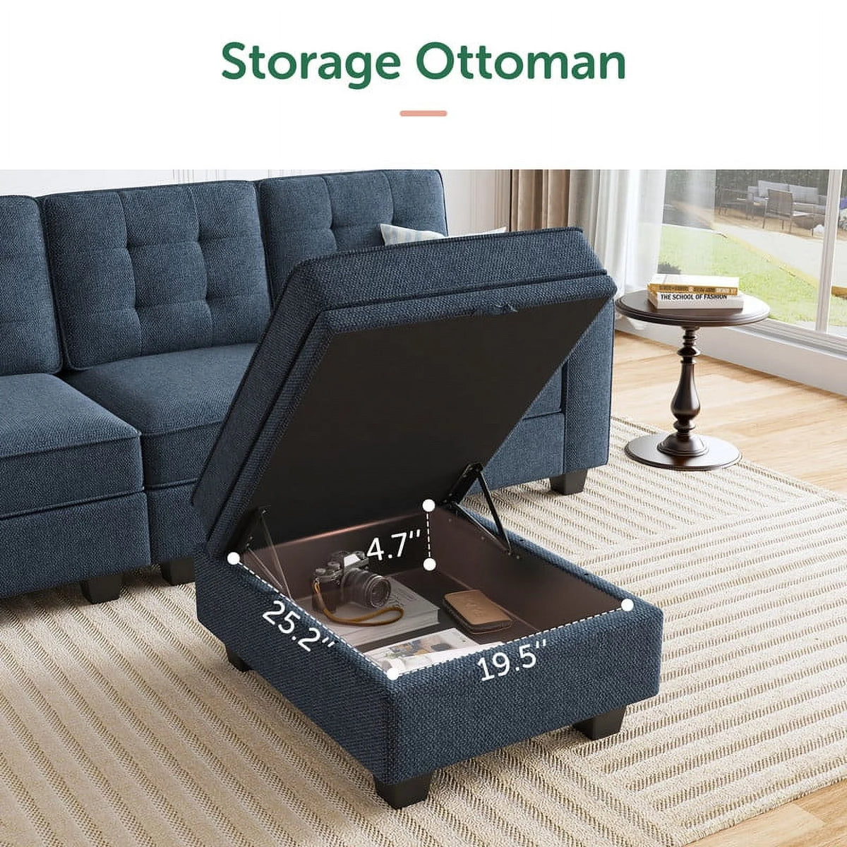 Light Grey U-Shaped Sofa with Storage N286545