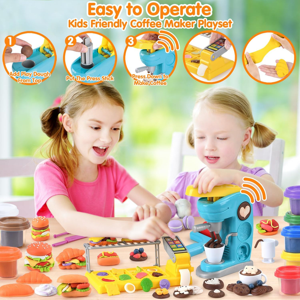 Multicolor Playdough Coffee Maker Toy Set H9365