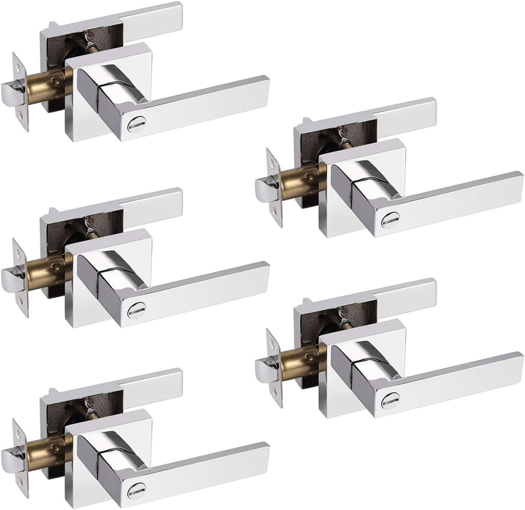 Polished Chrome Square Privacy Levers 5 Pack A1703