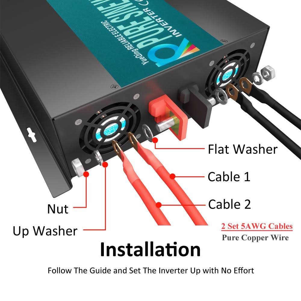 2000W 24V 120V Pure Sine Wave Power Inverter with Remote Control Switch Z990974