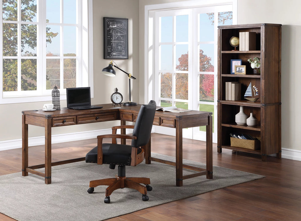 L-Shape Desk in Brushed Walnut Finish I907