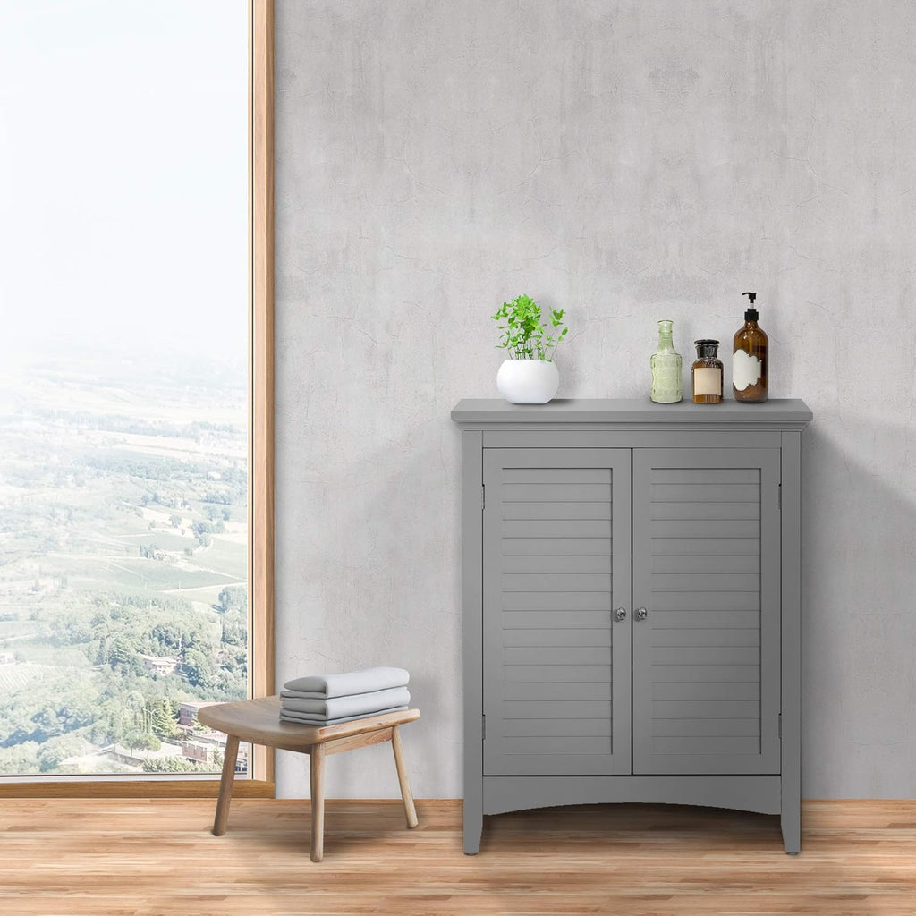Grey Freestanding Floor Cabinet with 2 Shutter Doors O575