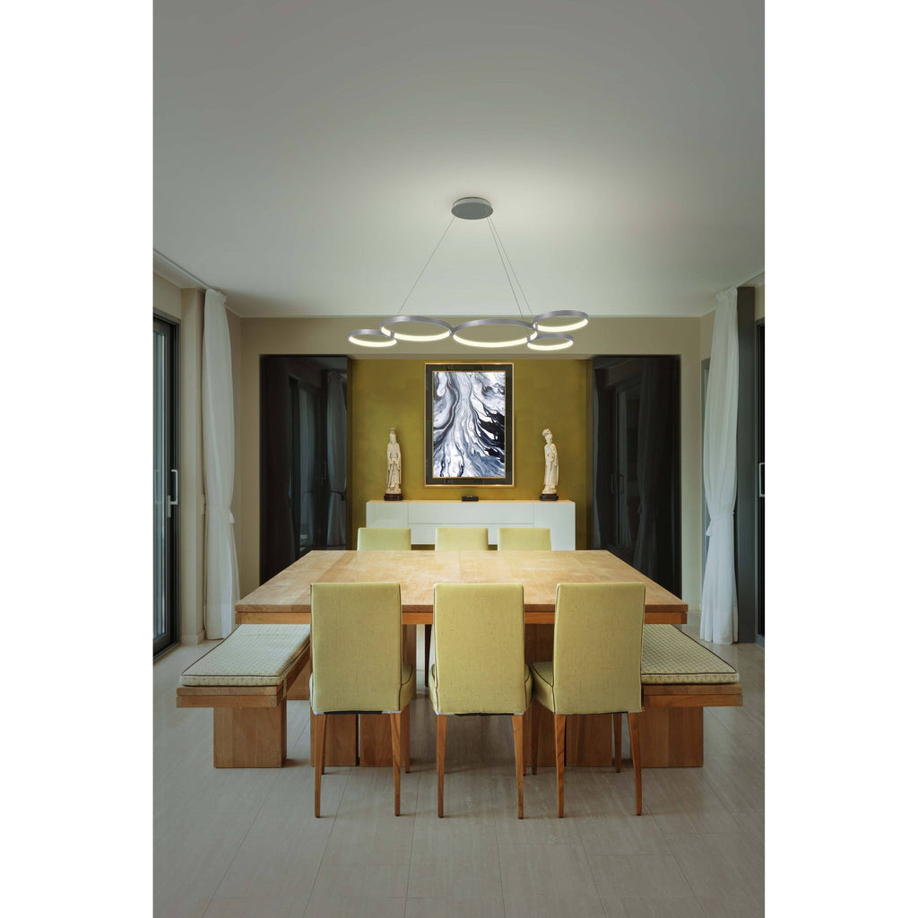 Silver 55x22 LED Adjustable Multi-Ring Chandelier V64012