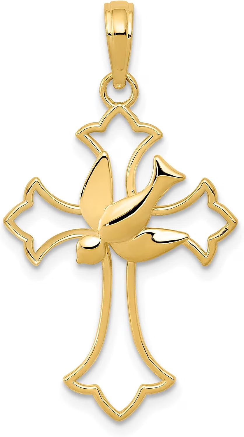 Solid 10k Yellow Gold Cross Pendant L555836