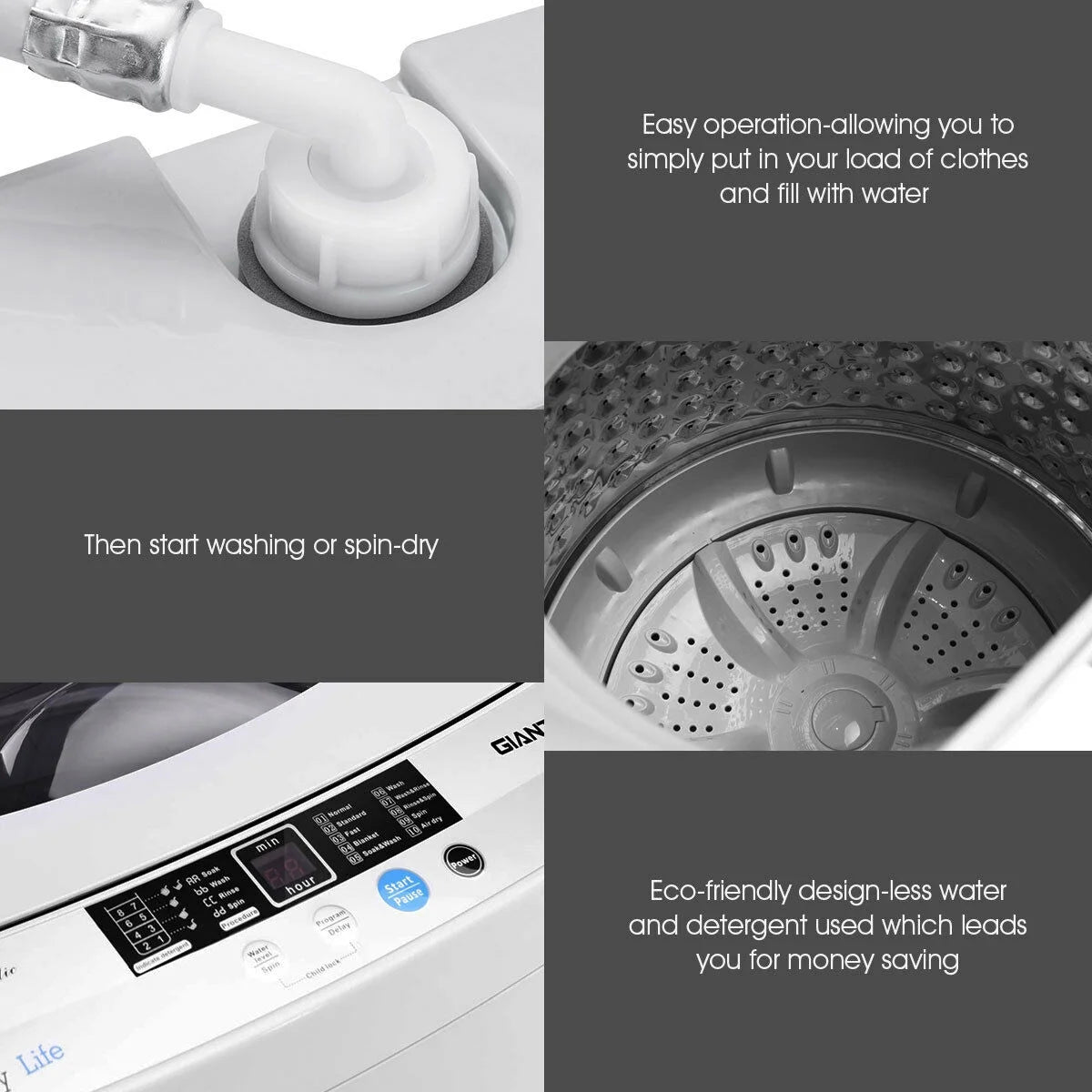 Portable Compact Washing Machine 1.34 Cu.ft E9892