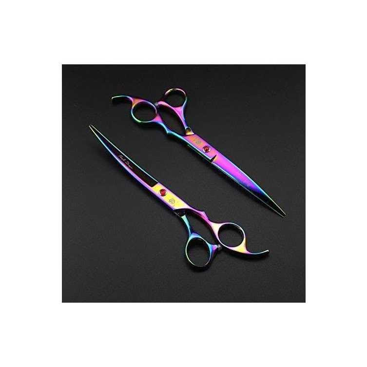 7.0 inch 4PCS Pet Grooming Scissors Kit Steel Straight & Curved & Thinning Blade L535514