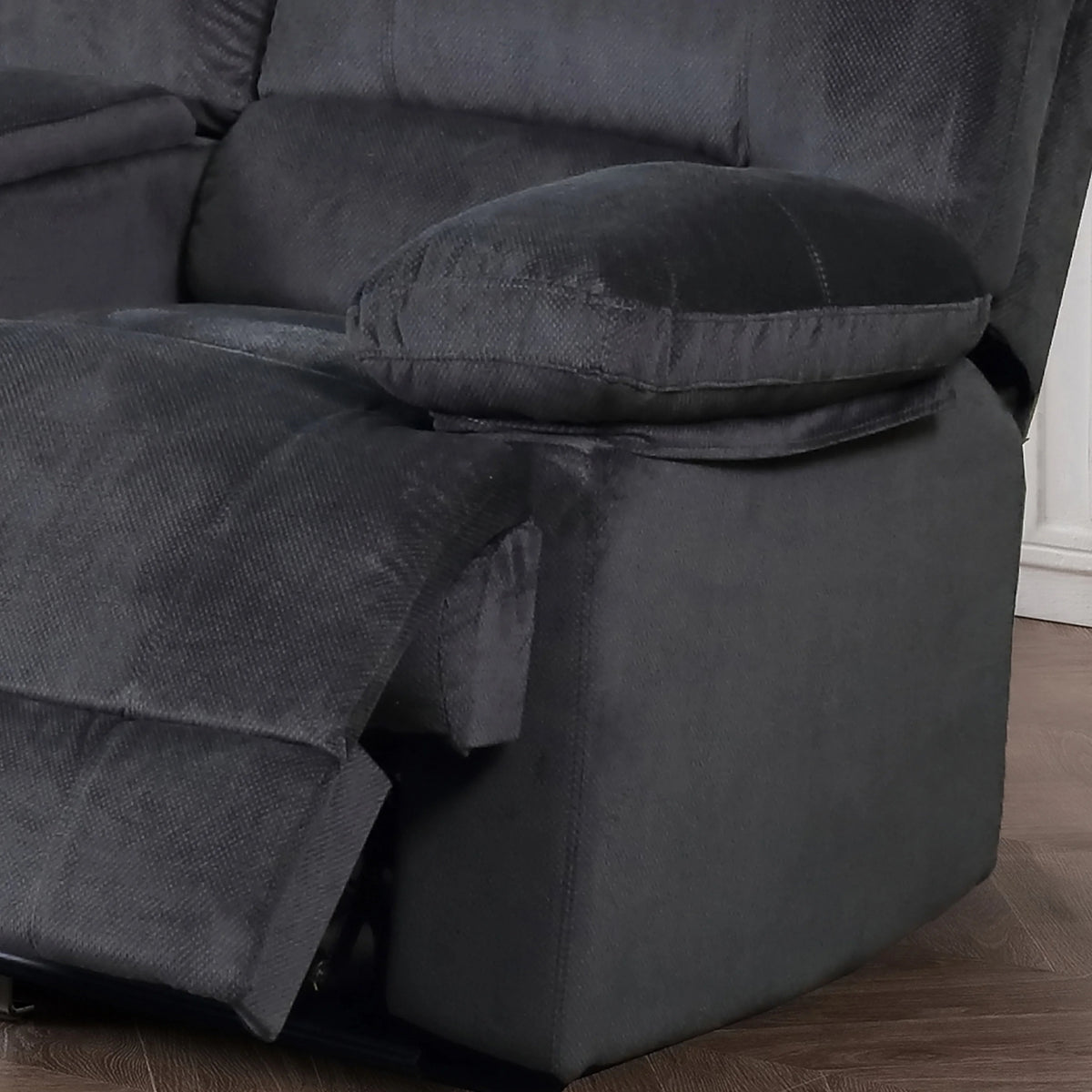 Grey Reclining Love Seat with Console W27326