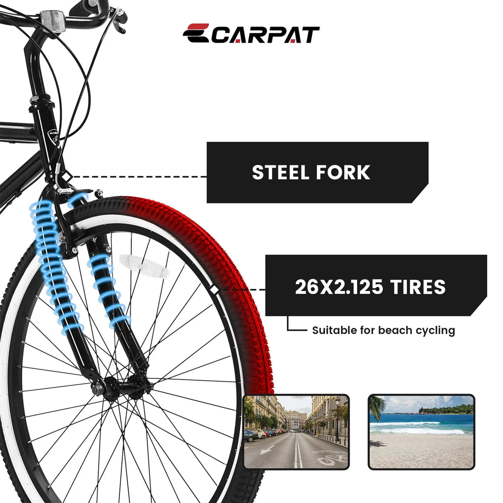 7 Speed Adult Beach Cruiser Bike 26 Wheels Q236