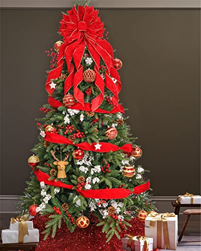 Christmas Tree Topper Bow with Snowflake Pattern X63861