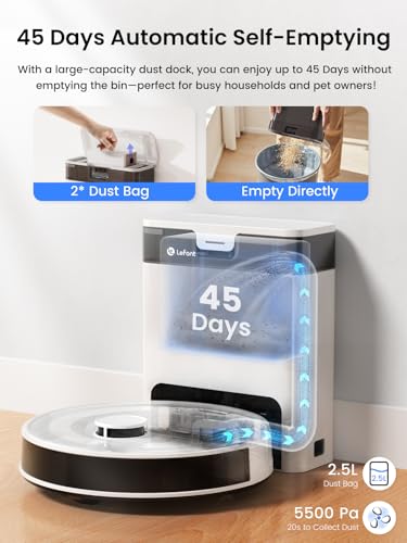 LiDAR Robot Vacuum and Mop, 450ml Dustbin, 150 Mins Runtime H4089