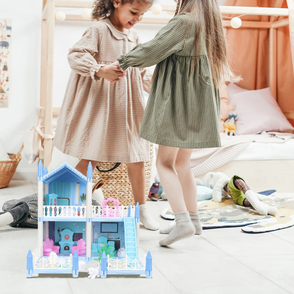 Castle Toy Doll House Plaything Mini Dollhouses Villa Frame Kit Child R941