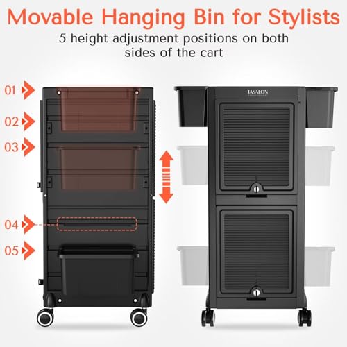 Pink Lockable Rolling Salon Cart with 6 Drawers X770