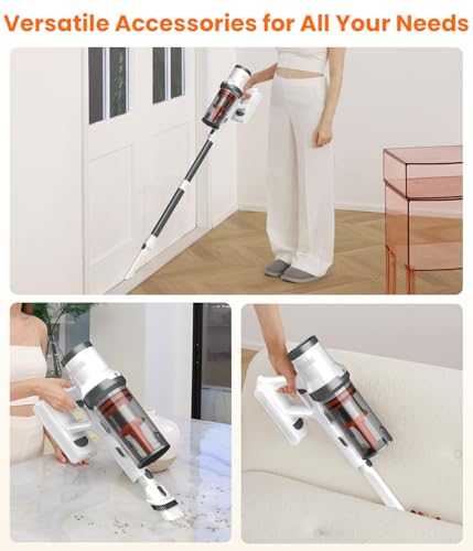 Cordless Vacuum Cleaner, 550W 45Kpa, 60Mins Runtime, 1.6L Dust Cup E2737