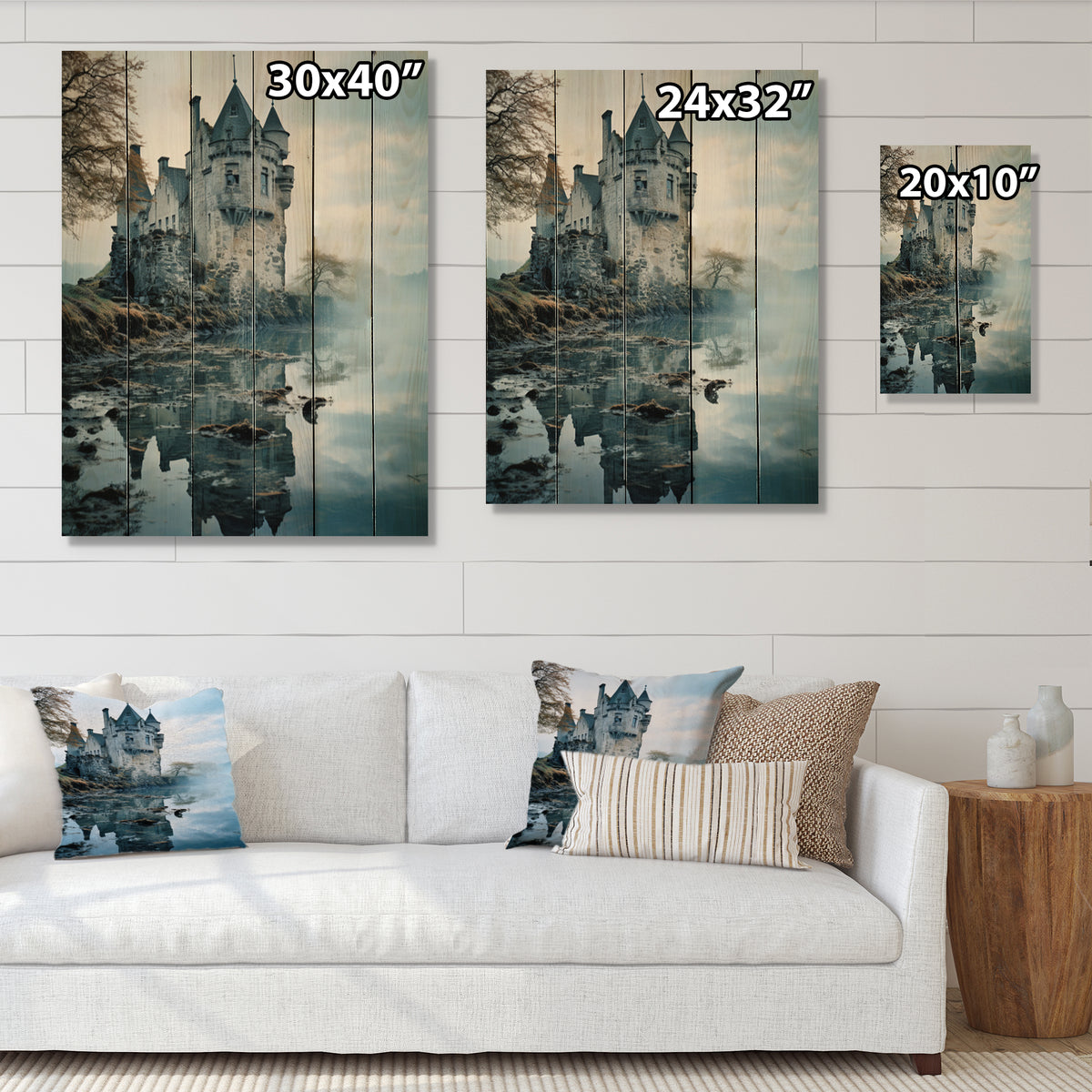 Natural Pine Wood Cityscapes Print A4698