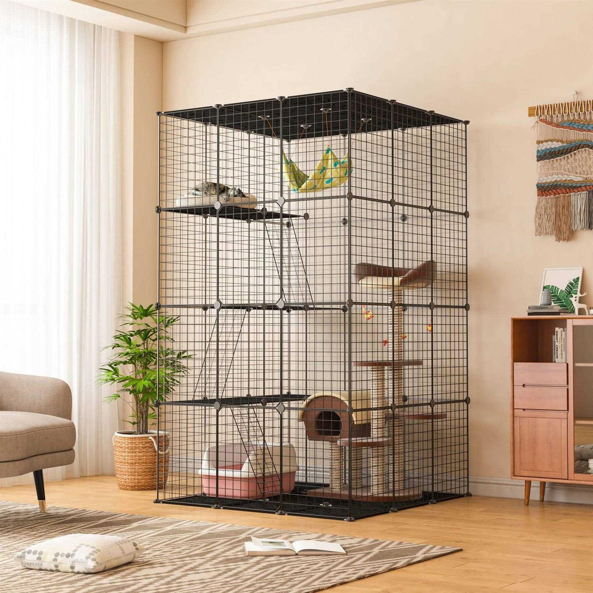 DIY 4-Door Large Cat Cage Playpen N7859