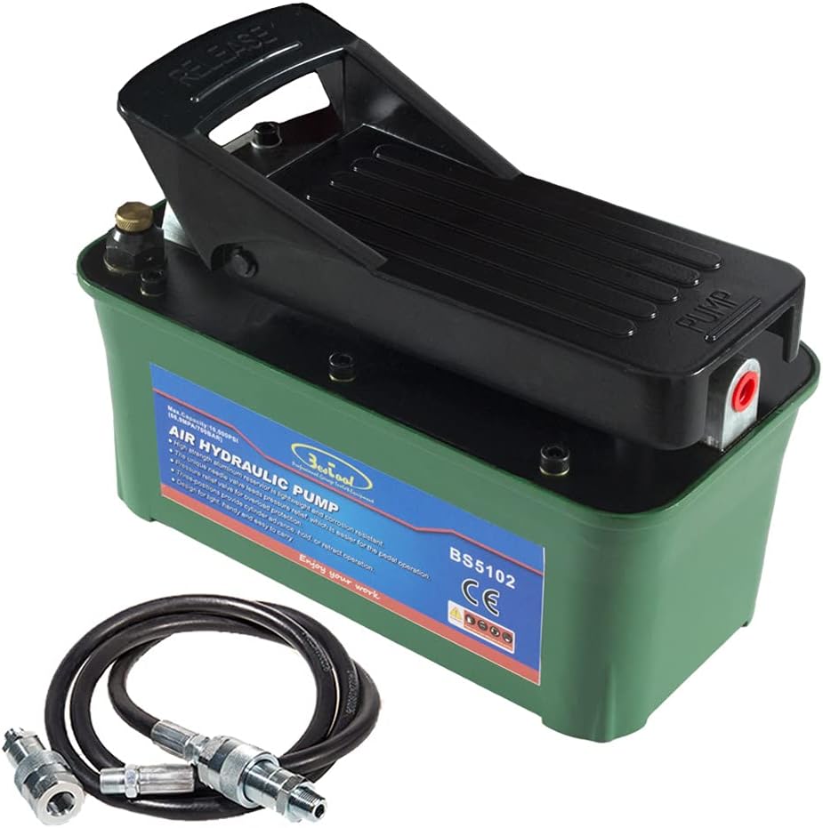 10,000 PSI Air Hydraulic Foot Pump with Hose J24872