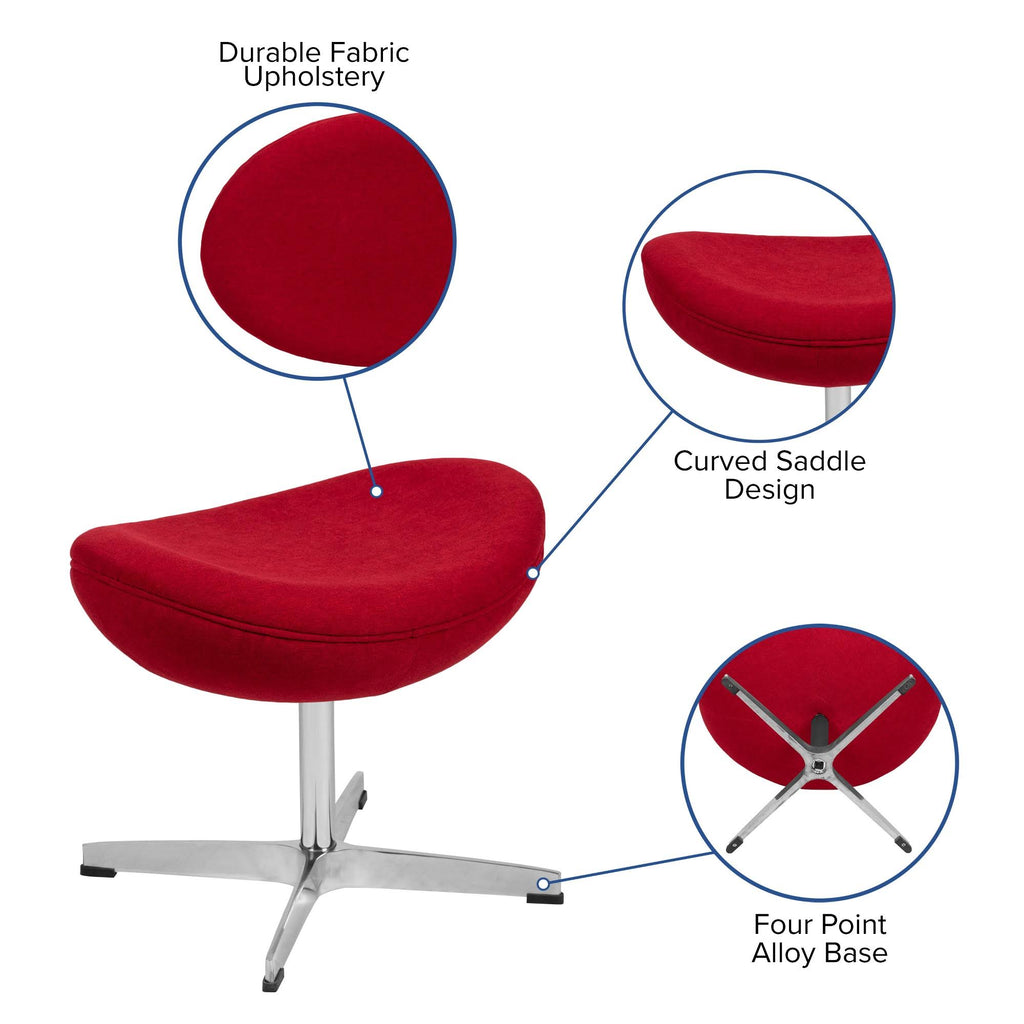 Red Fabric Saddle Wing Ottoman Z1349