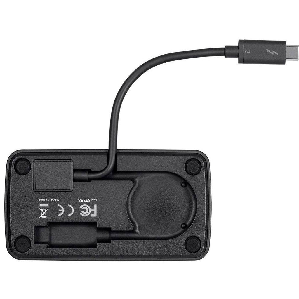 Black Thunderbolt 3 Travel Dock Adapter with Built in Cable P6049