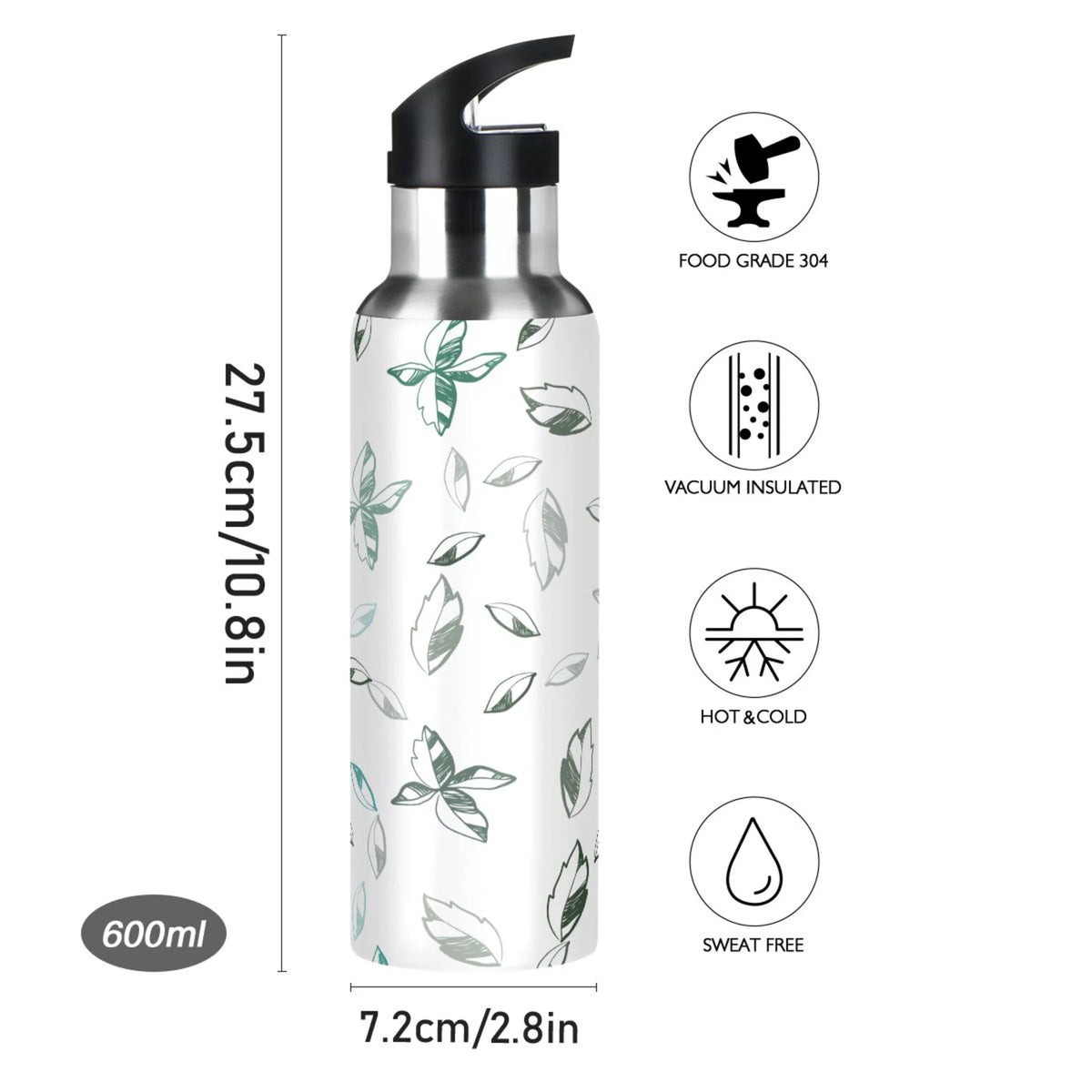 Stainless Steel Insulated Water Bottle with Straw Lid E486884