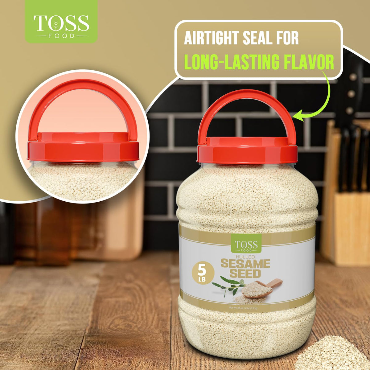 Hulled White Sesame Seeds 5 LB Container F17045