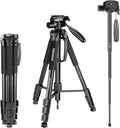 Portable Aluminum Alloy 2-in-1 Tripod Monopod with 3-Way Pan Head and Carrying Bag U4492