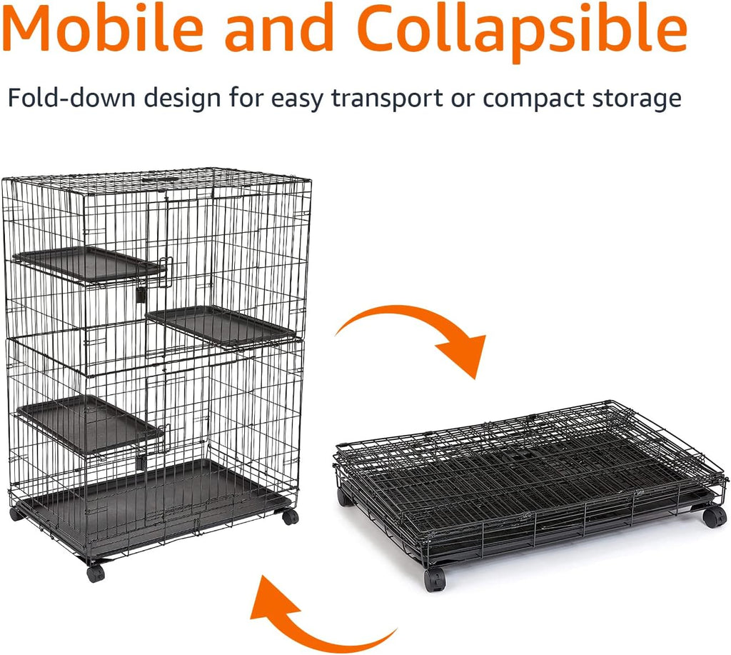 Large 3-Tier Cat Cage Playpen Crate Kennel, Black Y93020