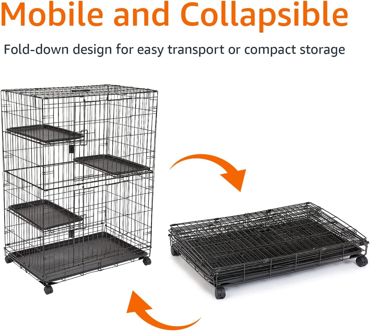Large 3-Tier Cat Cage Playpen Crate Kennel, Black Y93020