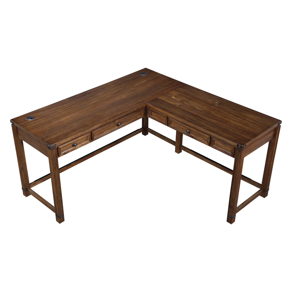 L-Shape Desk in Brushed Walnut Finish I907